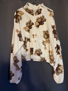 Grayson Threads Teddy Bear Print Zip-Up Jacket
